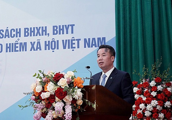 Tổng Giám đốc BHXH Việt Nam Nguyễn Thế Mạnh phát biểu tại Hội nghị. 