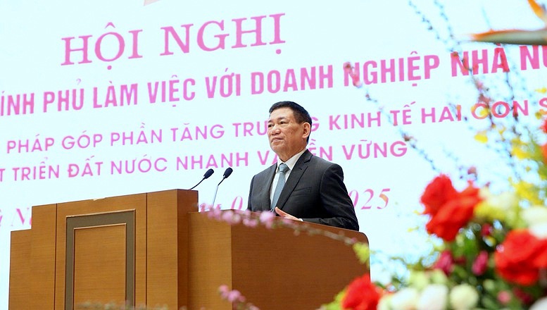 Phó Thủ tướng Chính phủ Hồ Đức Phớc phát biểu khai mạc Hội nghị Thường trực Chính phủ làm việc với DNNN.