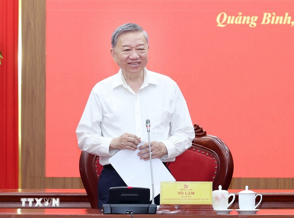 Tổng Bí thư Tô Lâm phát biểu tại buổi làm việc. Ảnh: Thống Nhất - TTXVN  