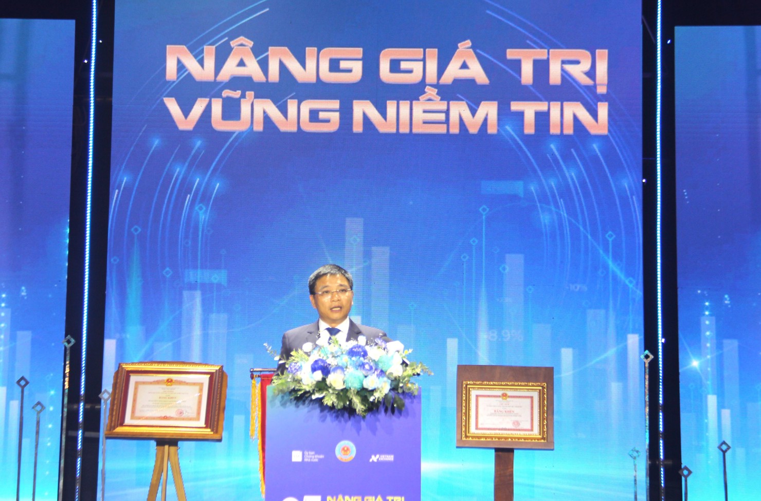 Bộ trưởng Bộ Tài chính Nguyễn Văn Thắng phát biểu tại buổi lễ. Ảnh: T.D