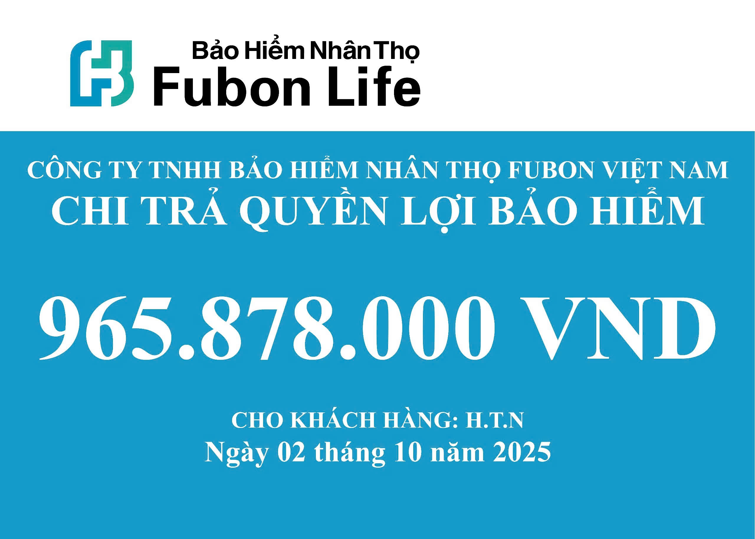 Fubon Life Việt Nam chi trả gần 1 tỷ đồng quyền lợi bảo hiểm cho khách hàng tại Hà Nội