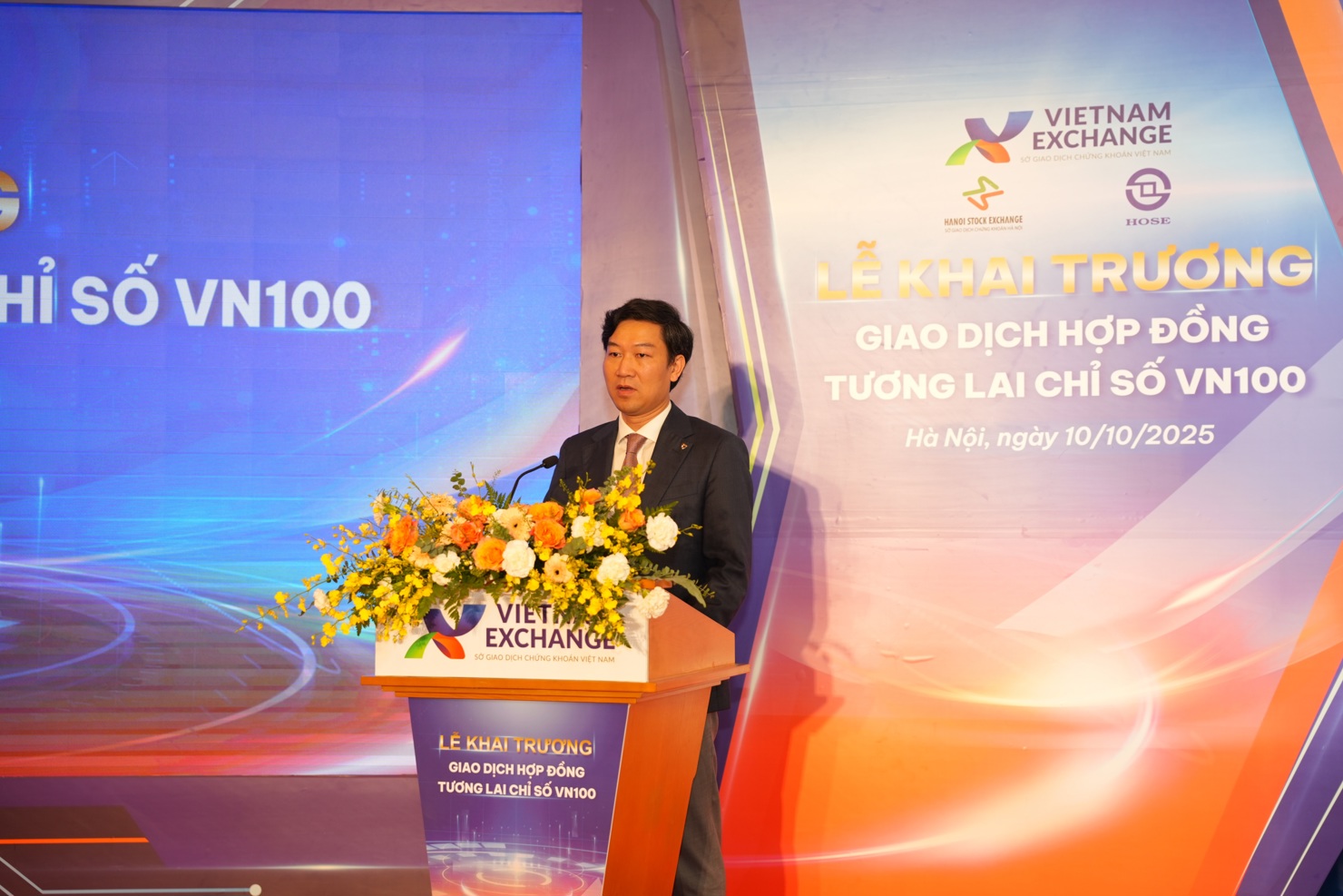 Ông Vũ Quang Đông – Chủ tịch Công ty quản lý Quỹ Vietcombank phát biểu tại Lễ Khai trương.