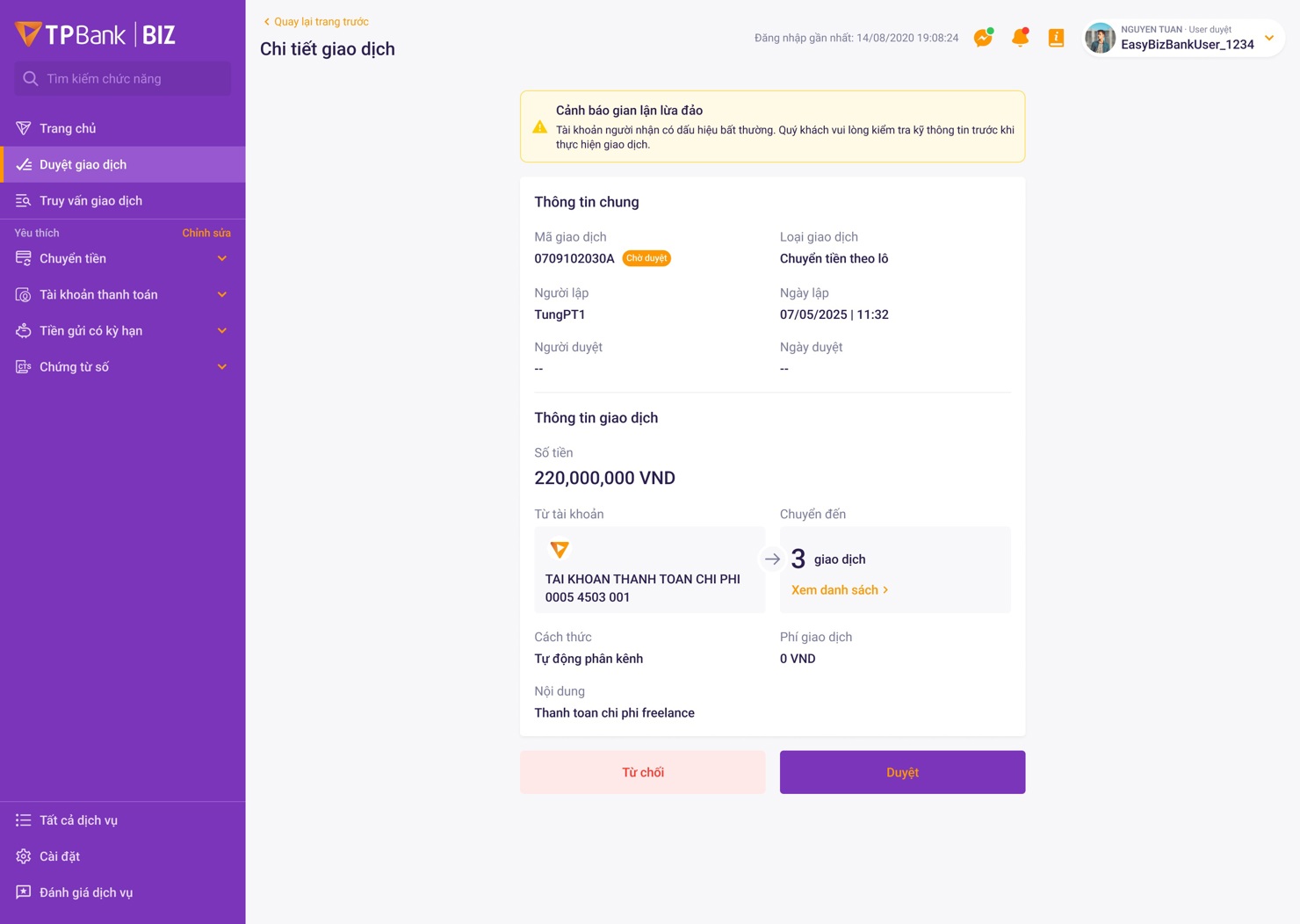 TPBank cảnh báo gian lận lừa đảo.